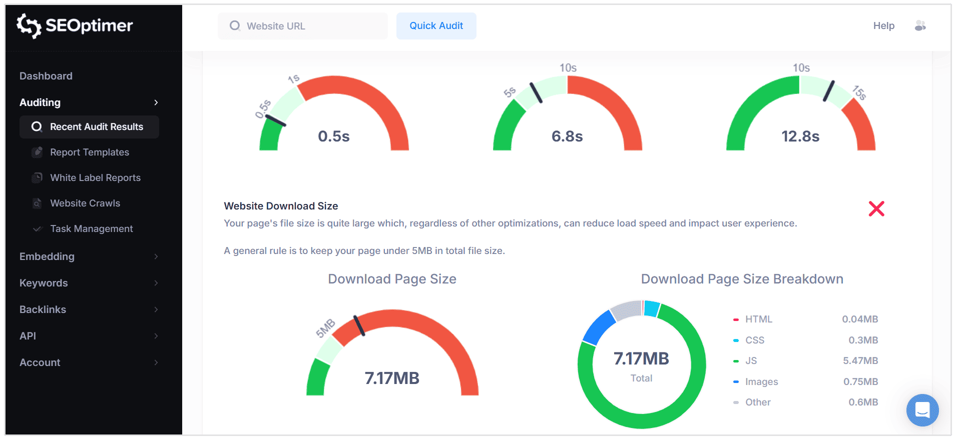 SEOptimerでの技術的SEOチェック